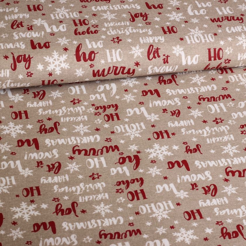 Ottoman fabric Kerstmix HoHoHo