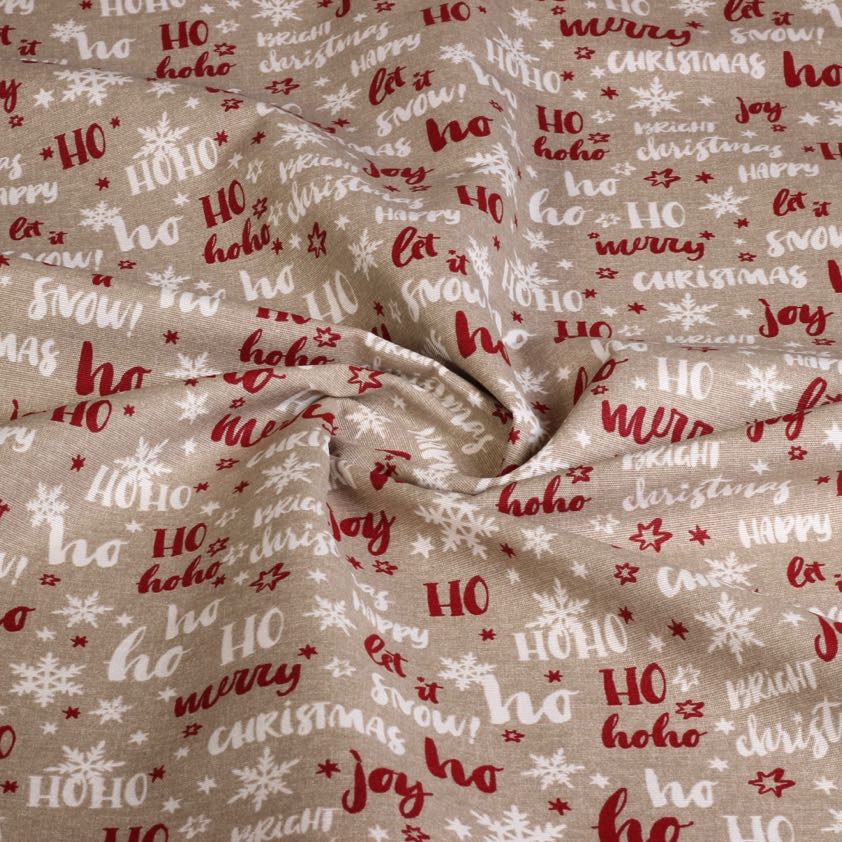Ottoman fabric Kerstmix HoHoHo
