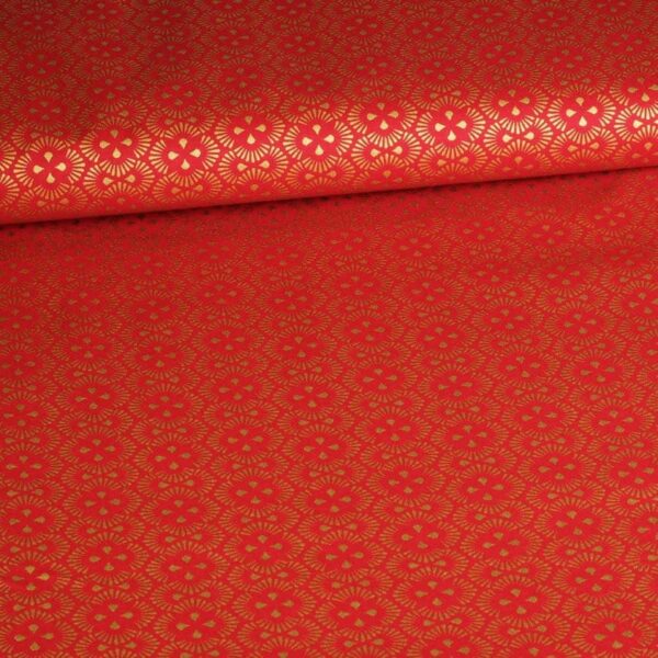 Poplin fantasy fabric Christmas red