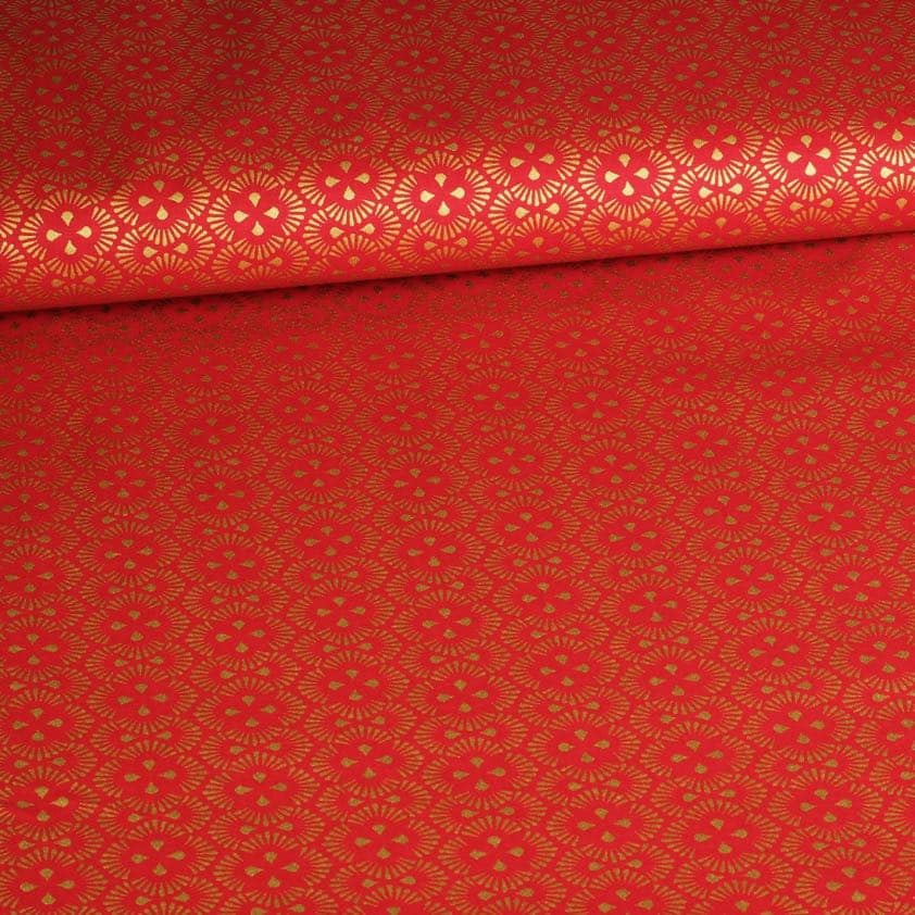 Poplin fantasy fabric Christmas red