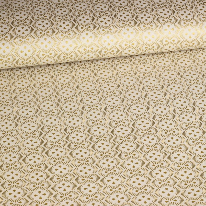 Poplin fantasy fabric Christmas beige