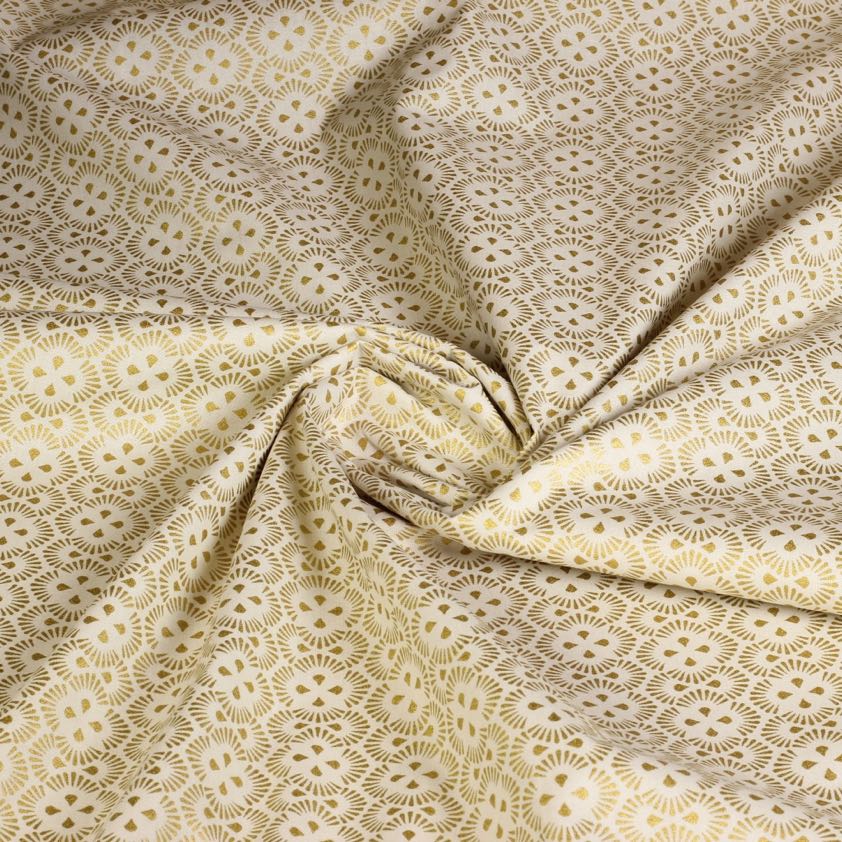 Poplin fantasy fabric Christmas beige