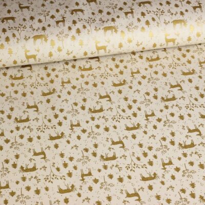Poplin fabric deer Christmas beige