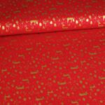 Poplin stof hertje kerst rood