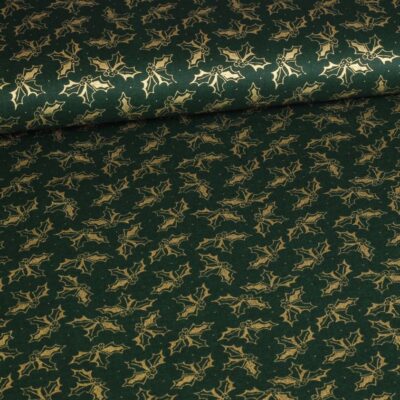 Poplin fabric Christmas wreath green
