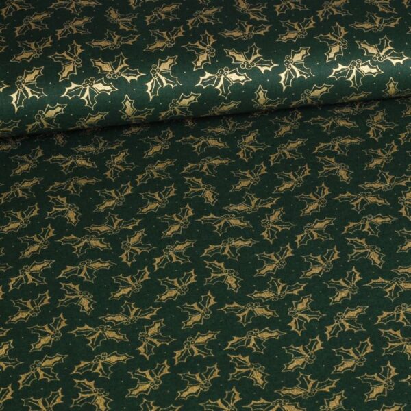 Poplin fabric Christmas wreath green