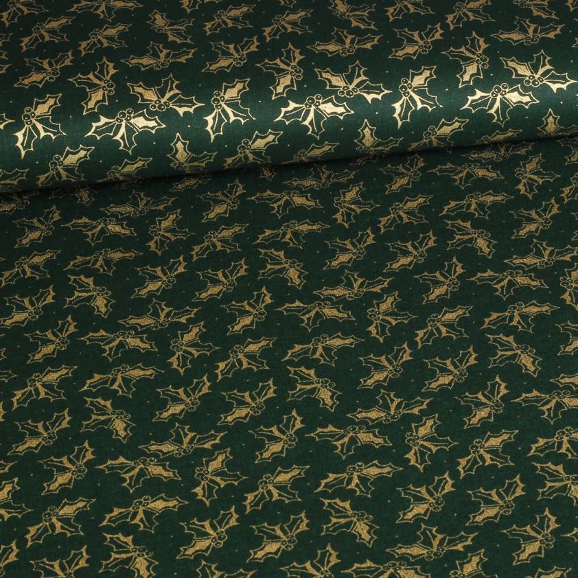 Poplin fabric Christmas wreath green