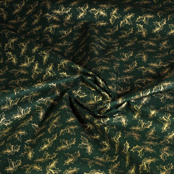 Poplin fabric Christmas wreath green
