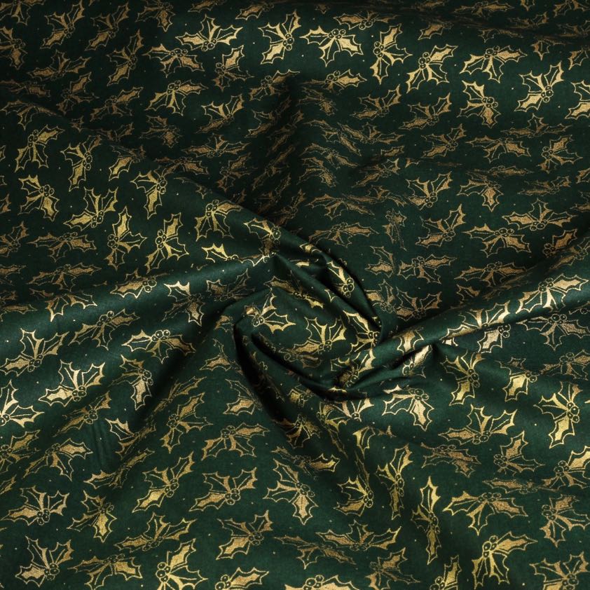 Poplin fabric Christmas wreath green
