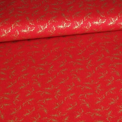 Poplin fabric Christmas wreath red