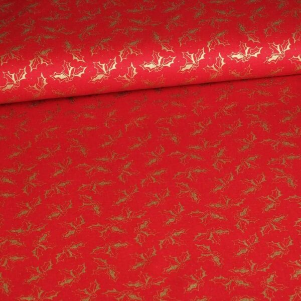 Poplin fabric Christmas wreath red
