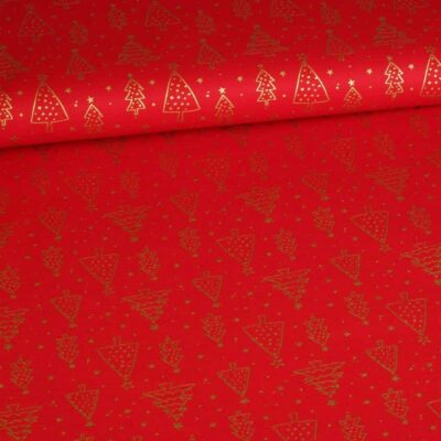 Poplin fabric Christmas tree red