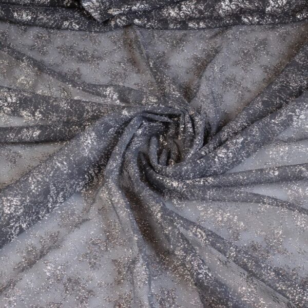 Lace fabric flower dark silver