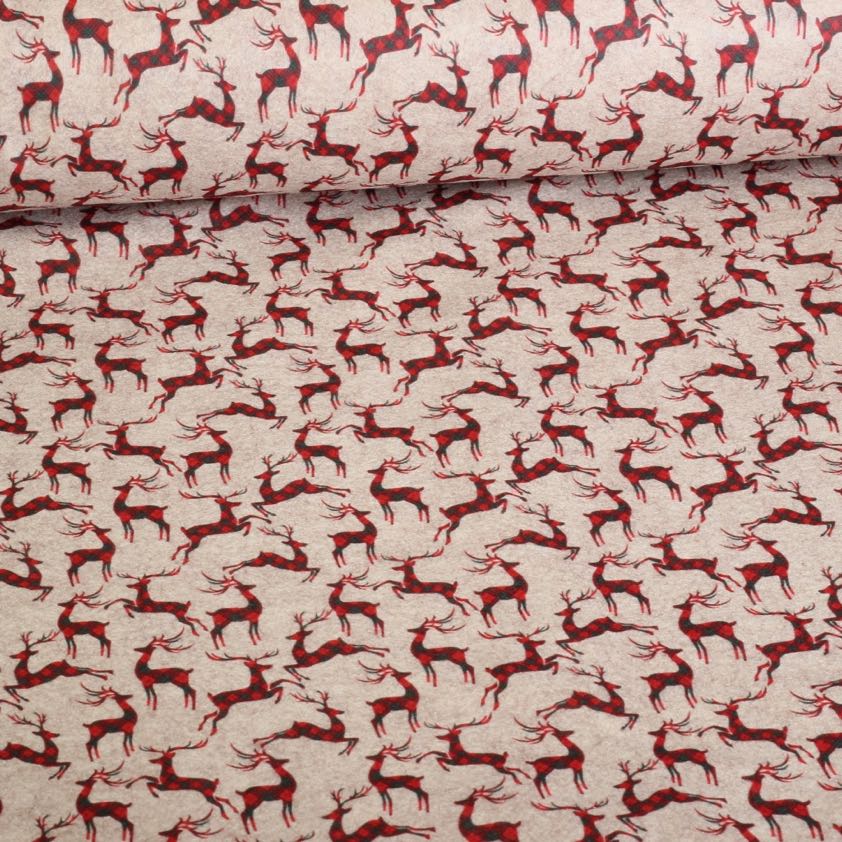 Christmas reindeer felt fabric printed