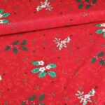 Poplin stof kerstkrans rood
