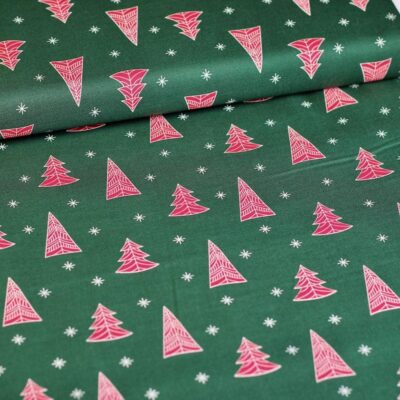 Poplin fabric Christmas tree green