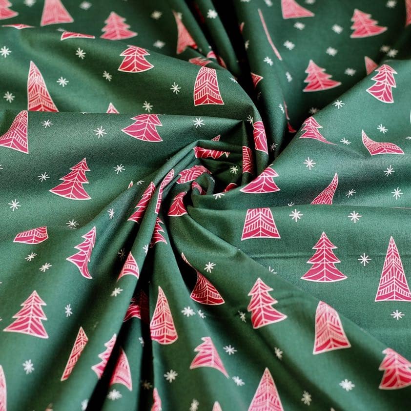 Poplin fabric Christmas tree green