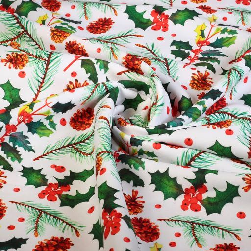 Terlenka fabric Christmas pinecone/holly