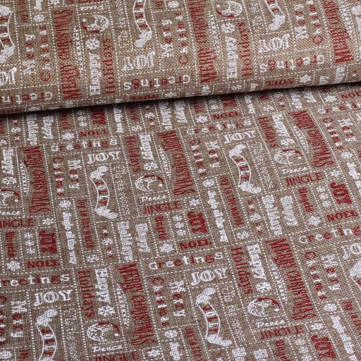Jute Christmas fabric white red