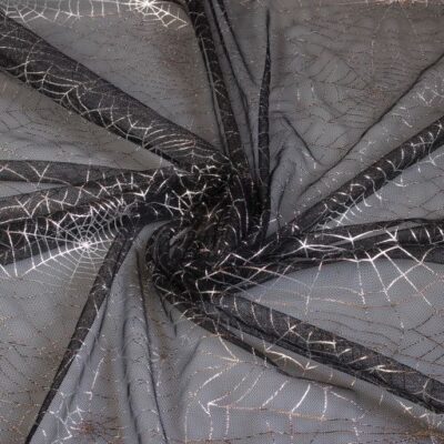 Mesh fabric spiderweb silver foil