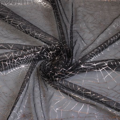 Mesh fabric spiderweb silver foil