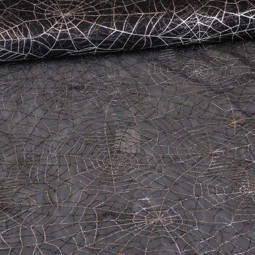 Mesh fabric spiderweb silver foil