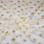 Mesh stof glitter ster goud