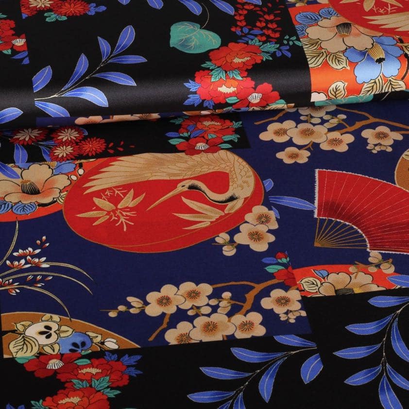 Satin fabric multicolor Japan