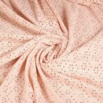 Jersey broderie stof oud roze