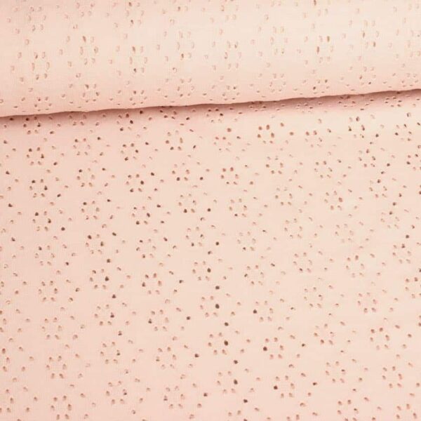 Jersey broderie fabric dusty pink