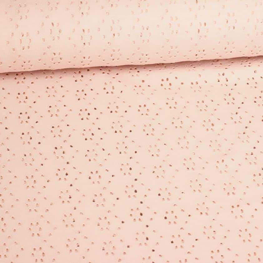 Jersey broderie fabric dusty pink