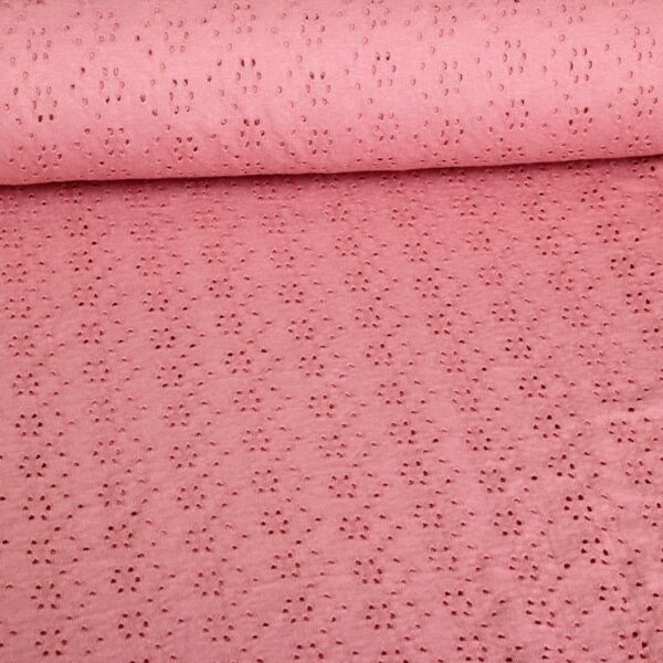Jersey broderie fabric salmon