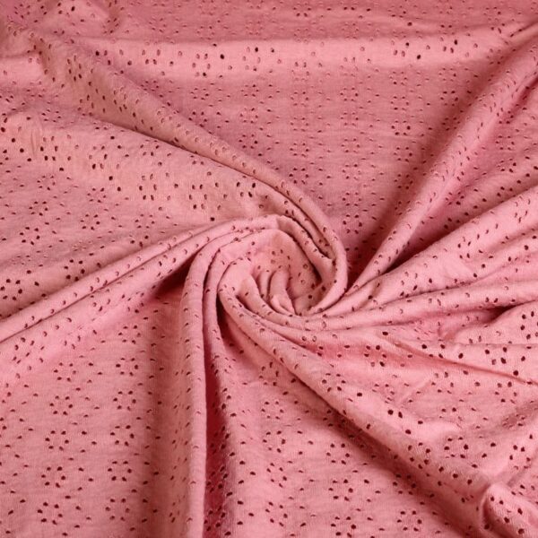 Jersey broderie fabric salmon