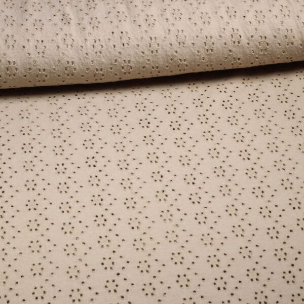 Jersey broderie fabric taupe