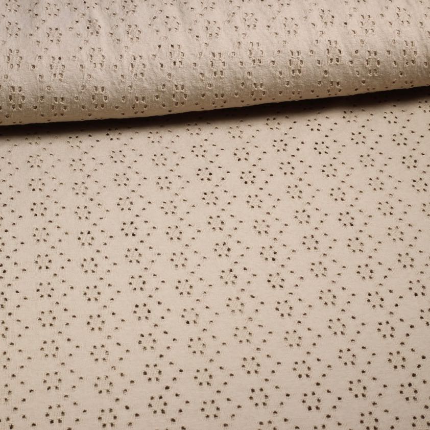 Jersey broderie fabric taupe