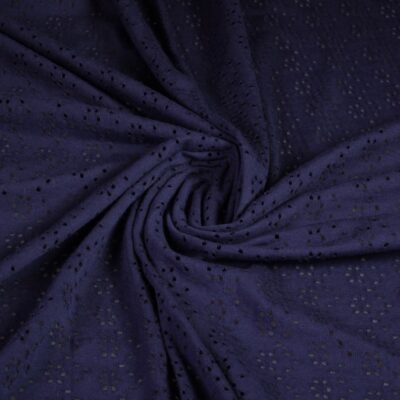 Jersey broderie fabric navy