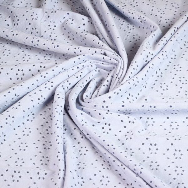 Jersey broderie fabric lavender