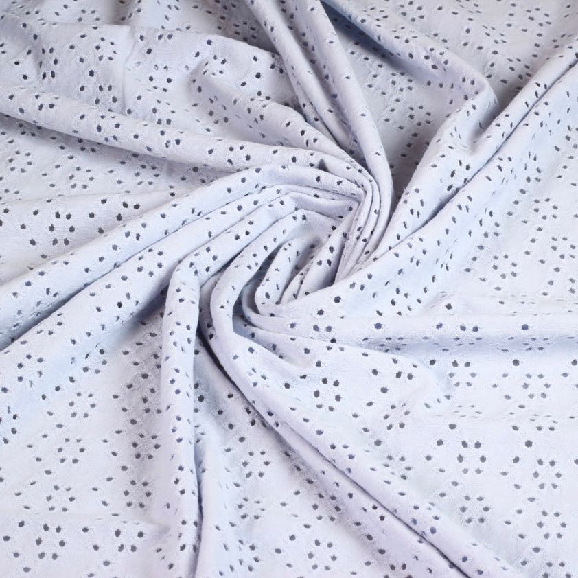 Jersey broderie fabric lavender