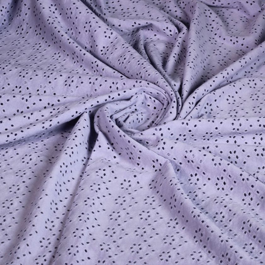 Jersey broderie fabric lilac