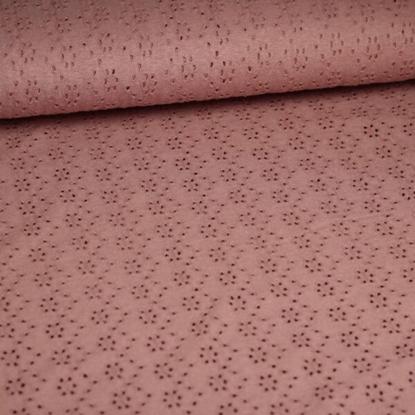 Jersey broderie fabric dark old rose