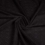 Jersey broderie stof zwart