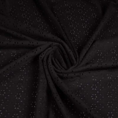 Jersey broderie fabric black