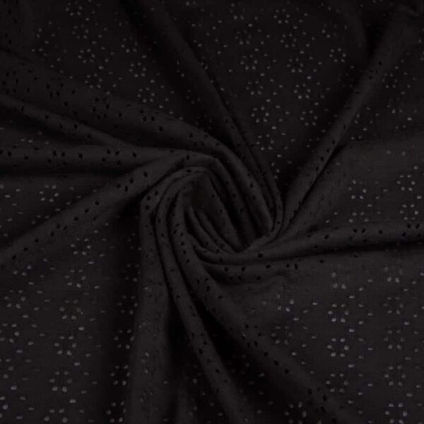 Jersey broderie fabric black