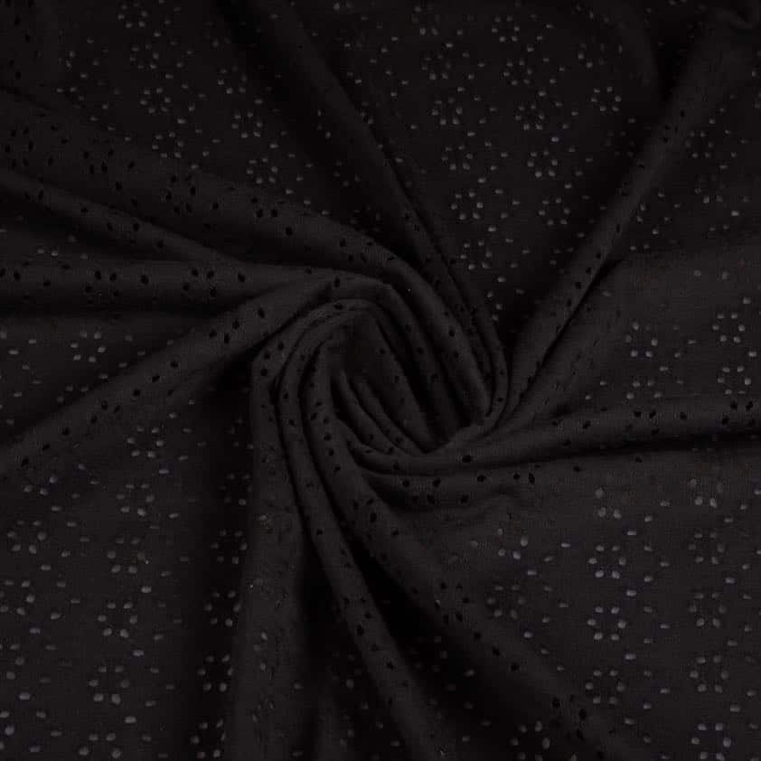 Jersey broderie fabric black