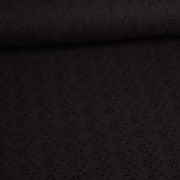 Jersey broderie fabric black