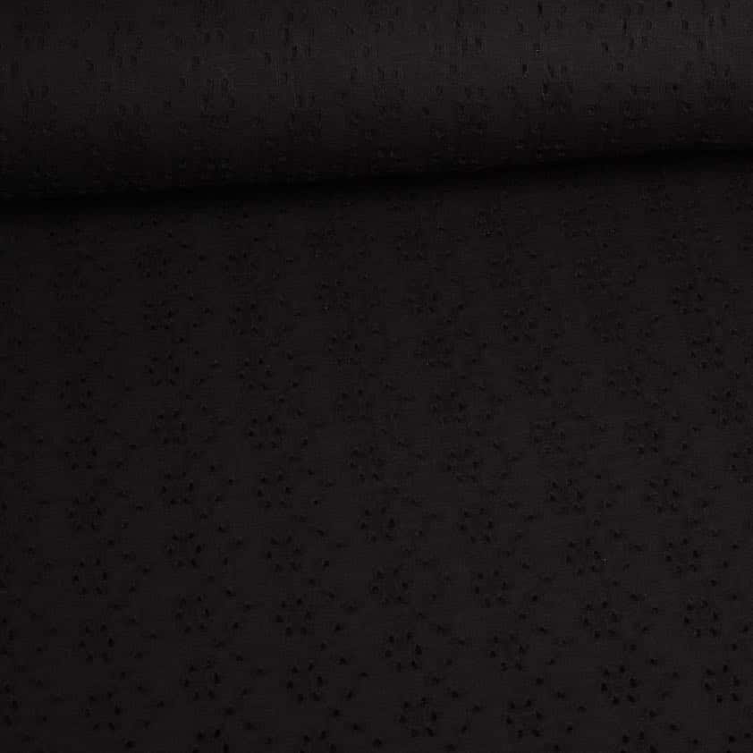 Jersey broderie fabric black