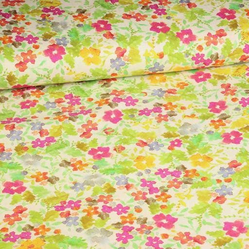 Linen viscose fabric Bloem 70s digital green