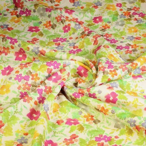 Linen viscose fabric Bloem 70s digital green