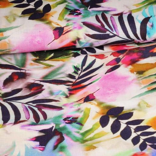 Linen viscose fabric flower digital