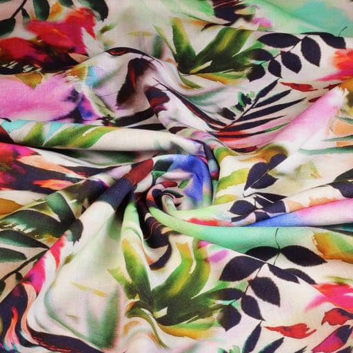 Linen viscose fabric flower digital